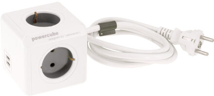 Powercube Extended Duo Usb 4 Stopcontacten Met 2x Usb Lader - Grijs
