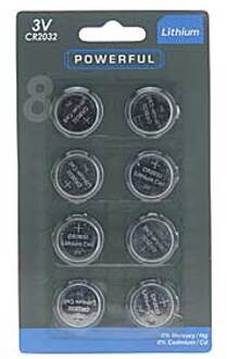 Powerful 3V CR2032 Powerfull Lithium  Batterijen - 8 stuks