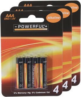 Powerful Batterijen - AAA type - 12x stuks - Alkaline