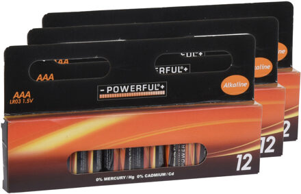 Powerful Batterijen - AAA type - 36x stuks - Alkaline