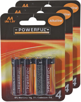 Powerful Batterijen Penlite - AA type - 12x stuks - Alkaline