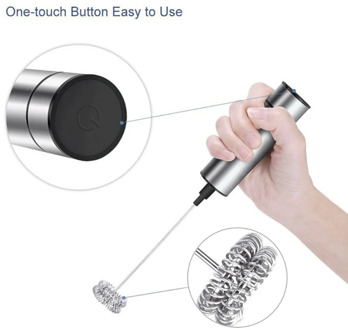 Powerful Electric Milk Frother With 2pcs Stainless Steel Spring Whisk Foam Maker