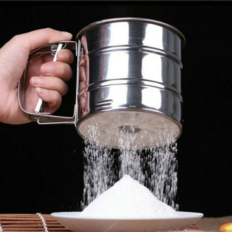 Powerful Handheld Flour Sifter Stainless Steel Icing Sugar Mesh Sieve Cup Baking Kitchen Bakeware Tools