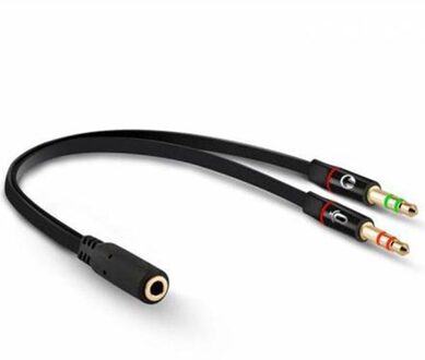 Powermaster PM-1444 3.5Mm Stereo Vrouwelijke X 2 Stereo Male Microfoon Luidspreker Separator 20 Cm Kabel