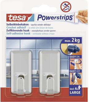 Powerstrips haken large Tesa 2 stuks - Handdoekhaakjes Zilverkleurig