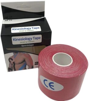 Powerti 1Pc Kinesiologie Tape Katoen Elastische Bandage Knie Pads Spier Kinesio Tape Atletische Herstel rood