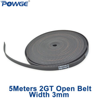 Powge 2MGT 2M 2GT GT2 Open Synchrone Distributieriem 2M-3 2GT-3 Breedte 3 Mm Rubber Kleine Backlash Linear Motion 3D Printer 5Meter