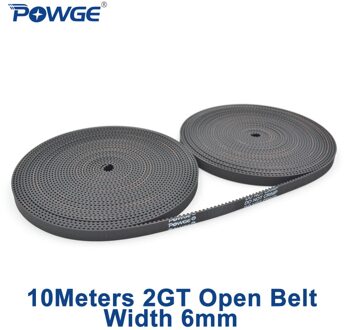 Powge 2MGT 2M 2GT GT2 Open Synchrone Distributieriem 2M-6 2GT-6 Breedte 6 Mm Rubber Kleine Backlash Linear Motion 3D Printer 10Meter