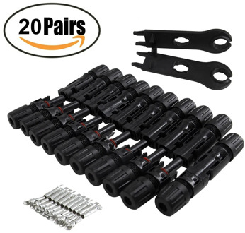 PowMr 20 Pairs Solar Panel Connector Male and Female + 1pair Spanner Fit For Solar Cable Cross Sections 2.5mm2~6.0mm2 IP67