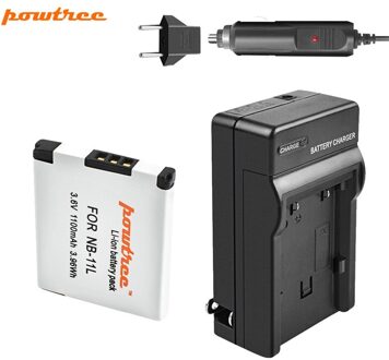 Powtree NB-11L NB11L Nb 11L Batterij + Autolader Voor Canon Powershot SX410 SX400 Is Elph 320 340 A2300 Is, a2400 Is, A2500,A2600 1 accu lader