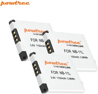 Powtree NB-11L NB11L Nb 11L Batterij + Autolader Voor Canon Powershot SX410 SX400 Is Elph 320 340 A2300 Is, a2400 Is, A2500,A2600 3 Pack