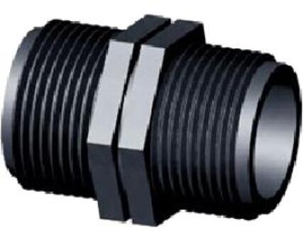 PP dubbele nippel met buitendraad - 1 1/2"