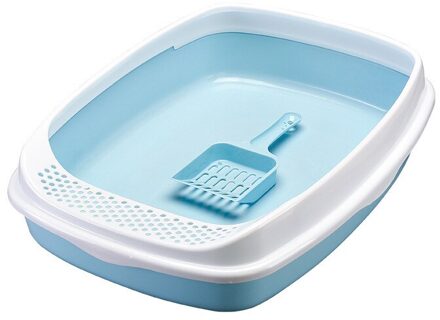 Pp Semi-Gesloten Anti Splash Huisdier Kat Ondersteek Kattenbak Lade Zand Doos Kooi Hond Kattenbak Met scoop Te Schoon Kattenbakvulling Blauw