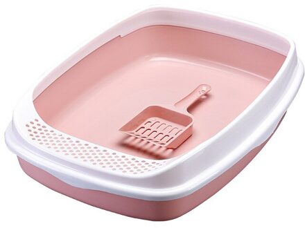 Pp Semi-Gesloten Anti Splash Huisdier Kat Ondersteek Kattenbak Lade Zand Doos Kooi Hond Kattenbak Met scoop Te Schoon Kattenbakvulling Roze