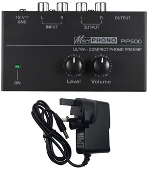 PP500 Phono Voorversterker Voorversterker Met Niveau Volumeregeling Rca Input Output 1/4 "Trs Output Interfaces Voor Lp Vinyl Draaitafel UK plug