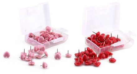 PPYY-100pcs Hart Vorm Plastic Kurk Boord Veiligheid Gekleurde Push Pins Punaise-50 Stuks Roze & H50pcs Rood