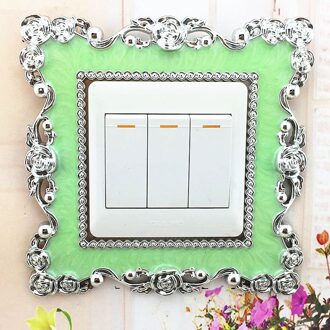 Prachtige Bloem Switch Sticker Thuis Schakelaar Cover Vierkante Vorm Schakelaar Wandlamp Socket Stickers Thuis Kamer Decoratie Behang Licht Groen