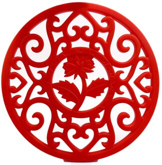 Prachtige Gietijzeren Theepot Trivets Theepot Houder Chrysant Patroon Pot Mat Keuken Theewaar Theeceremonie Accessoires rood