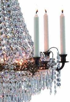 Prachtige kaarsenkroonluchter Läckö 66 cm antiek, transparant