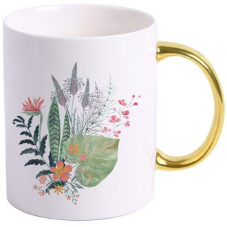 Prachtige Keramische Cup Creatieve Mok Cartoon Plant Patroon Koffie Mok Home Drinkbeker Melk Sap Ontbijt Cup KTZW-042 KTZW-042-B