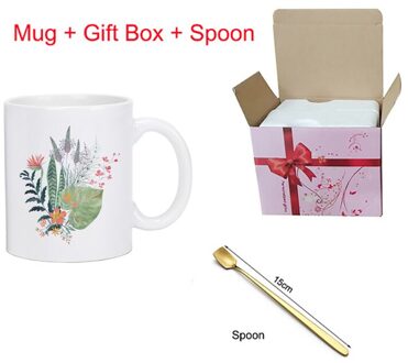 Prachtige Keramische Cup Creatieve Mok Cartoon Plant Patroon Koffie Mok Home Drinkbeker Melk Sap Ontbijt Cup KTZW-042 KTZW-042-E