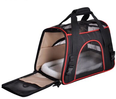 Prachtige Reistas Draagbare Comfort Te Reinigen Veilig Duurzaam Tas Huisdier Uitje Draagtas Ademend Hond Kooi zwart