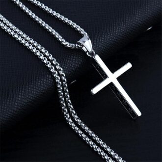Prachtige Rvs Cross Hanger Ketting Europese En Amerikaanse Zilveren Kleur Mannen Ketting Mode-sieraden Cadeau