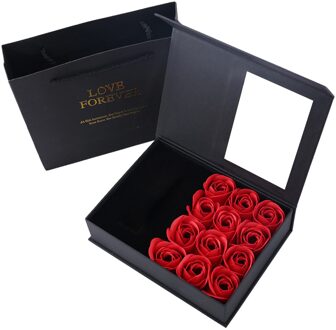Prachtige Sieraden Geschenkdoos Eeuwige Rose Zeep Bloem Wedding Ring Oorbellen Ketting Valentijnsdag Sieraden Verpakking Set rood
