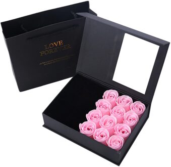Prachtige Sieraden Geschenkdoos Eeuwige Rose Zeep Bloem Wedding Ring Oorbellen Ketting Valentijnsdag Sieraden Verpakking Set roze