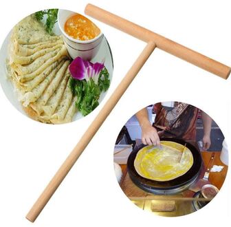 Practial T Vorm Crêpe Pannenkoek Beslag Houten Strooier Stok Thuis Keuken Tool Kit Diy Gebruik 1Pc
