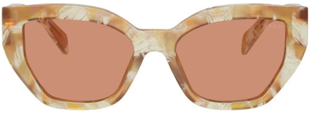 Prada Cateye Acetaat zonnebril in Beige Tortoise Prada , Multicolor , Dames - 53 MM