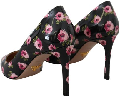 Prada Florale Patenten Leren Hakken Met Print Zwart - 39.5 EU/IT