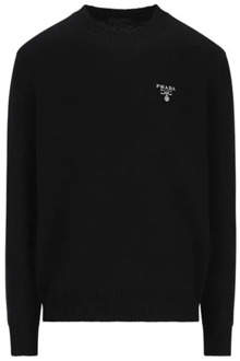 Prada Kasjmier Crew Neck Sweater Zwart Prada , Black , Heren - L