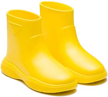 Prada Logo Rubberen Laarzen Geel