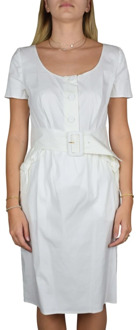 Prada Midi-jurk met golf- en knoopontwerp Prada , White , Dames - L