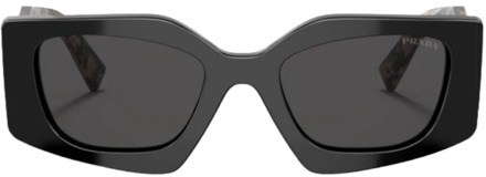 Prada Onregelmatige vierkante zonnebril met donkergrijze lenzen Prada , Black , Dames - 51 MM
