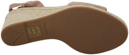 Prada Platform Wedge Espadrille Sandalen Roségoud