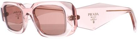 Prada PR17WS 19Q10D transparante perzik lichtbruine zonnebril Roze