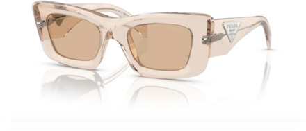 Prada Rechthoekige zonnebril in kristal beige Prada , Beige , Unisex - ONE Size
