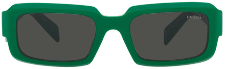 Prada Rechthoekige zonnebril met groen mango montuur en donkergrijze lenzen Prada , Green , Unisex - 54 MM