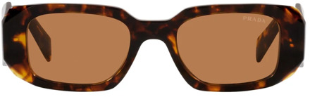 Prada Rechthoekige zonnebril van honingtortoise-acetaat Prada , Brown , Unisex - 49 MM