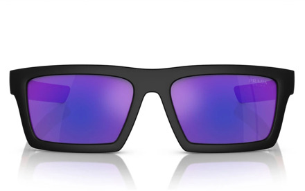 Prada Sportieve zonnebril met donkerpaarse gespiegelde lenzen Prada , Black , Heren - 55 MM