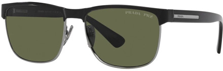 Prada Stijlvolle zonnebril in Gunmetal Black/Green Prada , Black , Heren - 58 MM