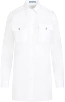 Prada Witte Katoenen Shirt Damesmode Prada , White , Dames - S,Xs