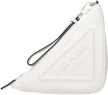 Prada Witte Leren Clutch Tas - One Size