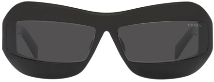 Prada Zonnebril met onregelmatige vorm in zwart met donkergrijze lenzen Prada , Black , Unisex - 68 MM