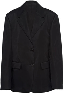 Prada Zwarte jas met driehoekig logo Prada , Black , Dames - S,Xs