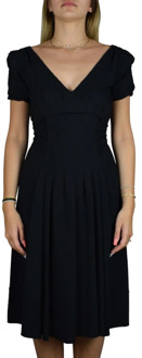 Prada Zwarte jurk met V-hals en gedrapeerde mouwen Prada , Black , Dames - XS