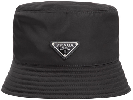 Prada Zwarte Nylon Bucket Hat Prada , Black , Heren - S