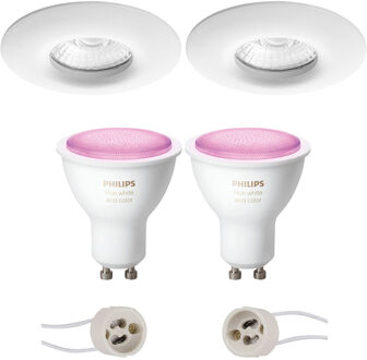 Pragmi Luno Pro - Waterdicht IP65 - Inbouw Rond - Mat Wit - Ø82mm - Philips Hue - LED Spot Set GU10 - White and Color